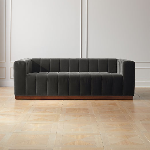 Forte 81" Channeled Sofa with Walnut Base Luca Storm