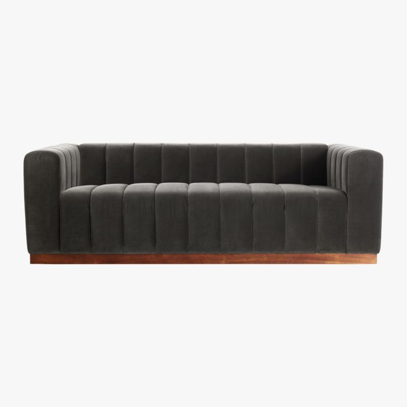 Forte 81" Channeled Sofa with Walnut Base Taylor Charcoal - image 2 of 7