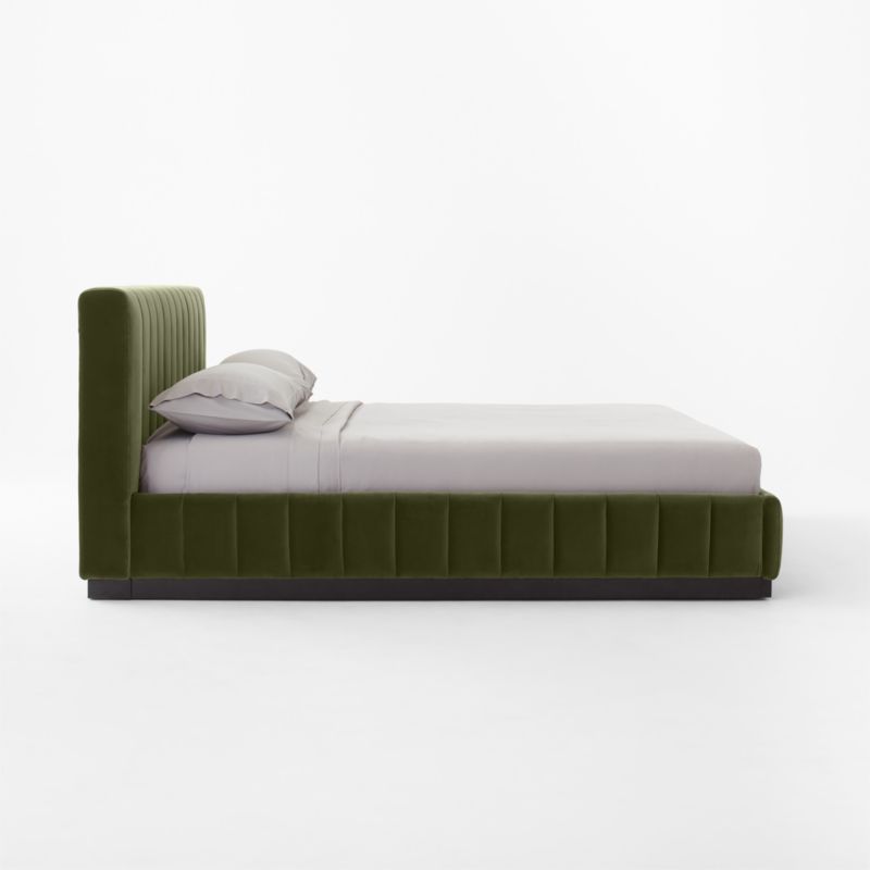 Forte Channeled Green Velvet King Bed - image 6 of 11