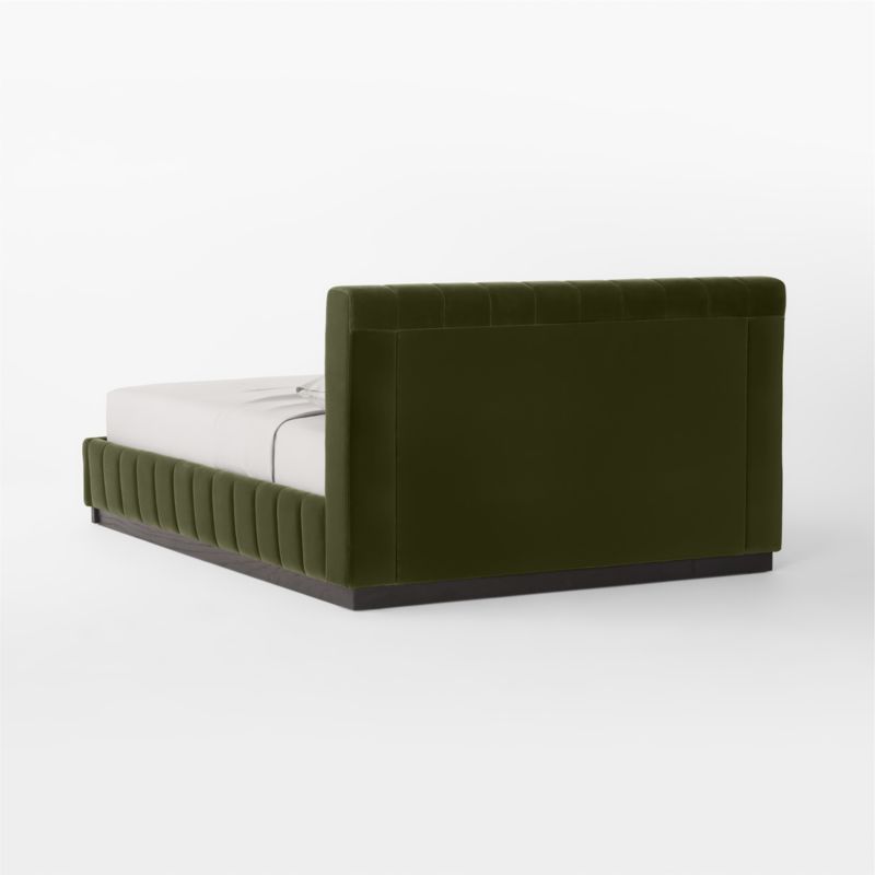 Forte Channeled Green Velvet Queen Bed - image 6 of 11