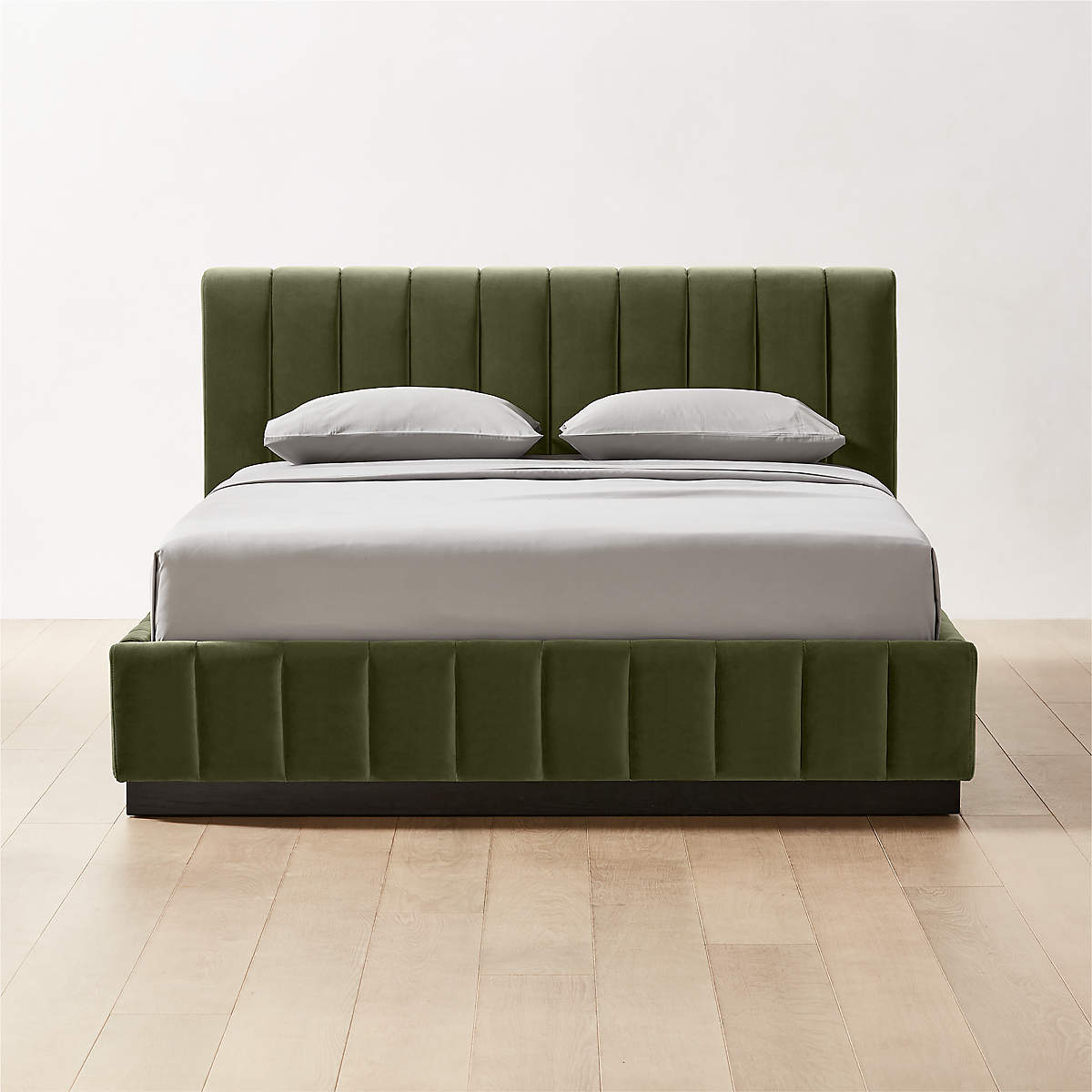 Forte Channeled Green Velvet Queen Bed + Reviews CB2 Canada