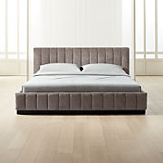 Panora Cool Grey Upholstered and Black Metal King Bed
