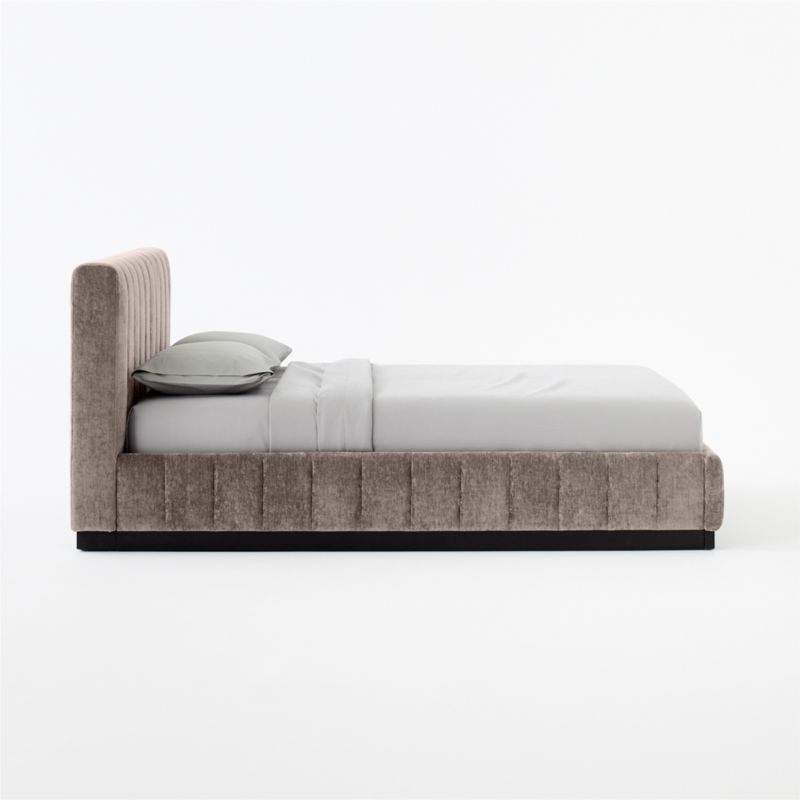 Forte Channeled Grey Velvet King Bed - image 5 of 10