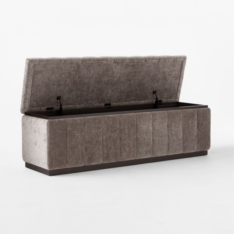 Forte 59" Grey Velvet Storage Bench - image 5 of 9