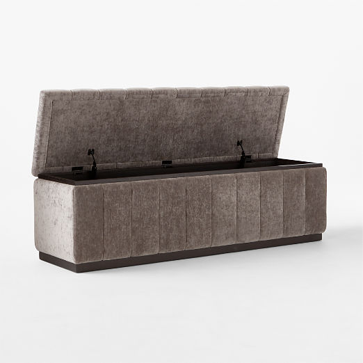 Forte 59" Grey Velvet Storage Bench