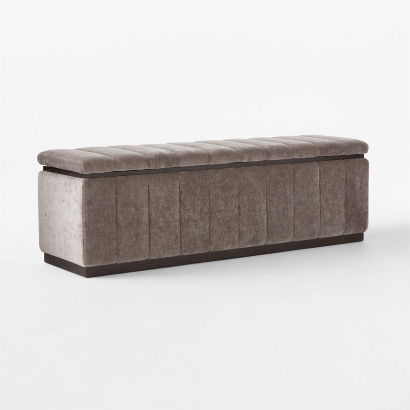 Forte 59" Grey Velvet Storage Bench - image 7 of 9