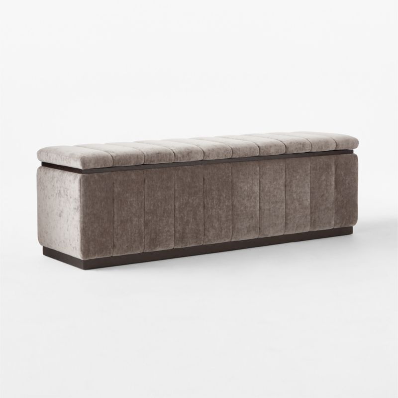 Forte 59" Grey Velvet Storage Bench - image 4 of 9