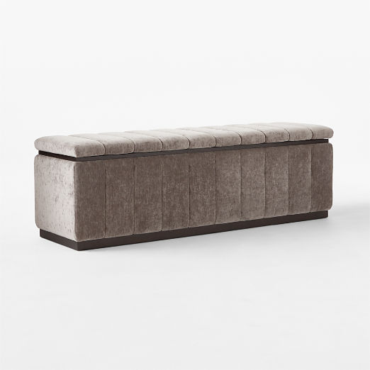 Forte 59" Grey Velvet Storage Bench