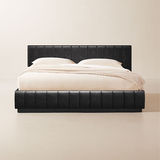 Forte Bello Grey Leather King Black Bed