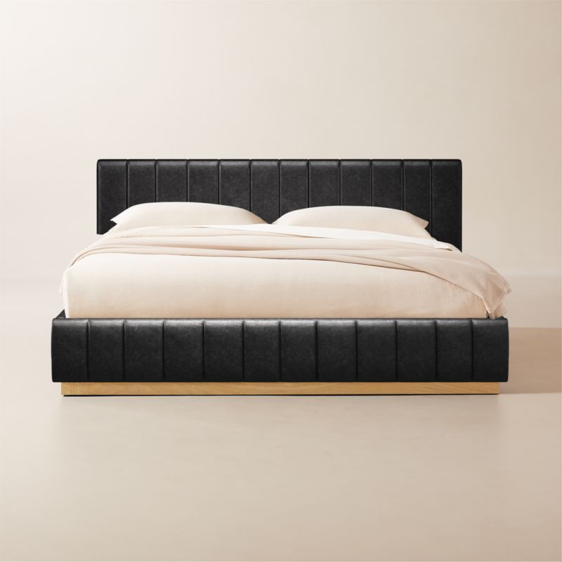 Forte Bello Black Leather King Natural Bed - image 0 of 2