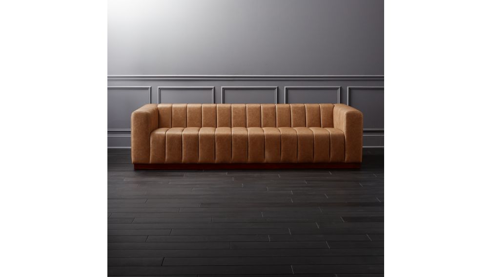 channeled leather sofa extra large