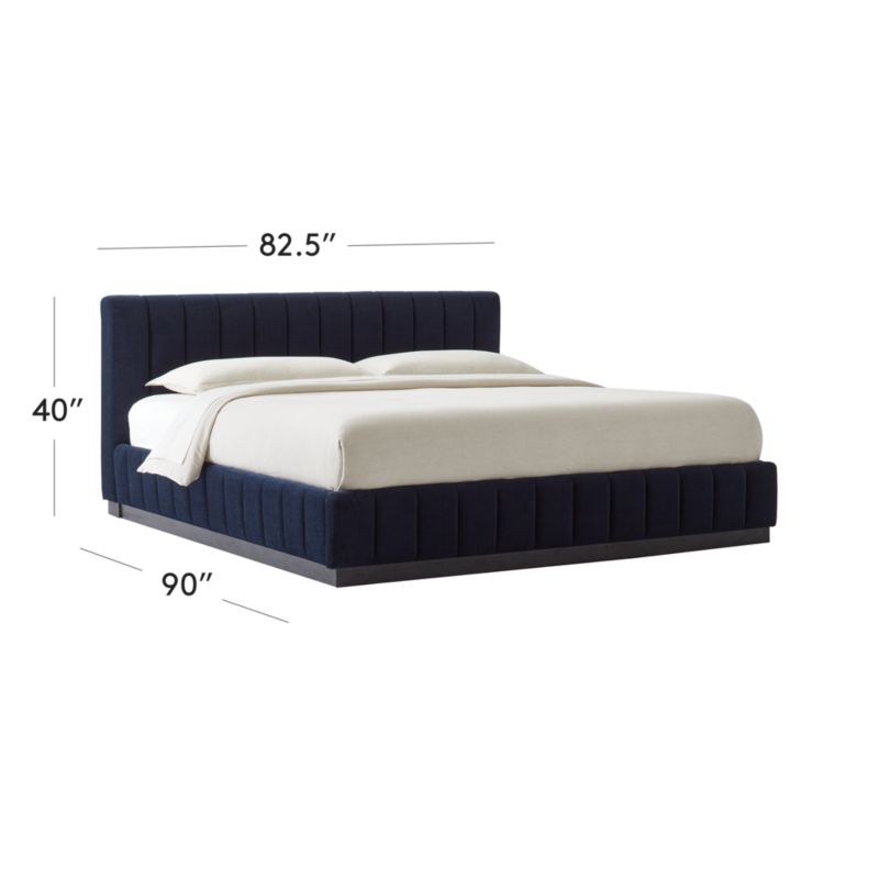 View Forte Channel Tufted Navy Blue Upholstered King Bed - image 3 of 9