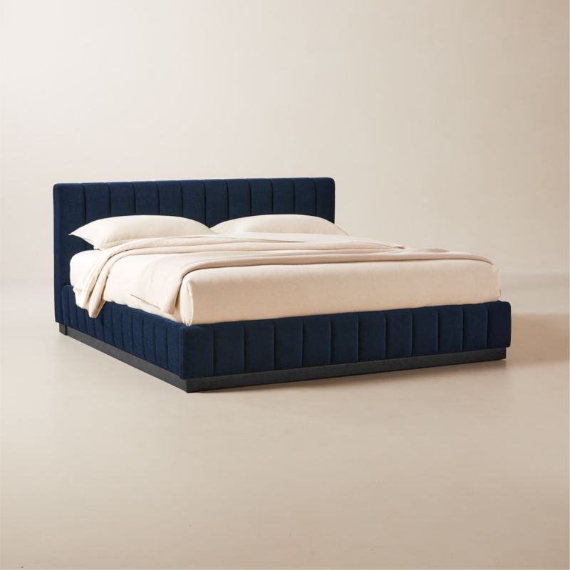 Forte Channel Tufted Navy Blue Upholstered King Bed - image 4 of 9