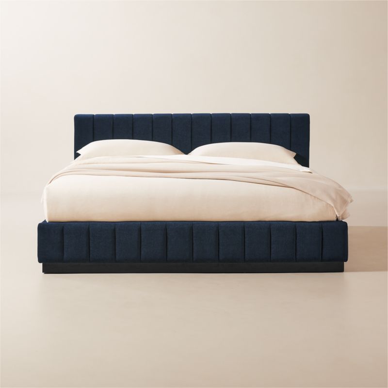 Forte Channel Tufted Navy Blue Upholstered King Bed - image 0 of 9