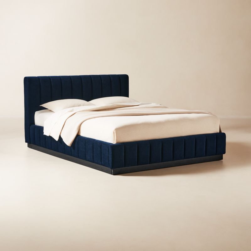 Forte Channel Tufted Navy Blue Upholstered Queen Bed - image 3 of 8