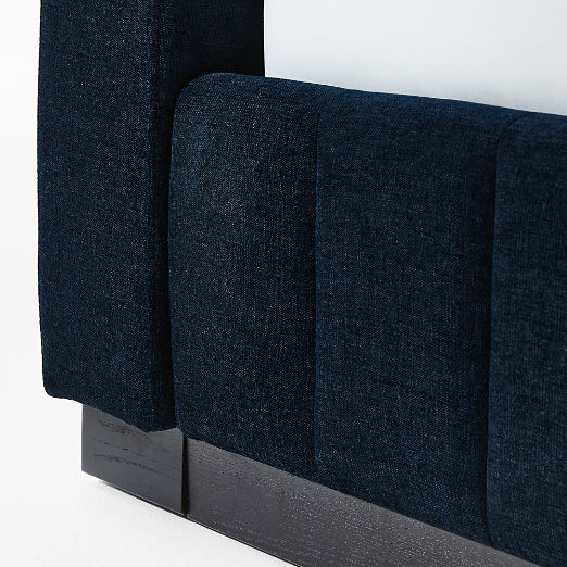 Forte Channel Tufted Navy Blue Upholstered Bed