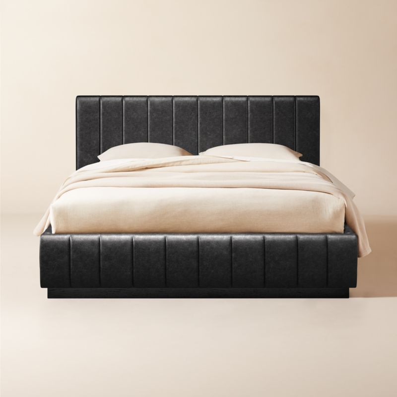 Forte Bello Black Leather Queen Black Bed - image 0 of 1