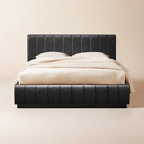 Forte Bello Black Leather Queen Black Bed