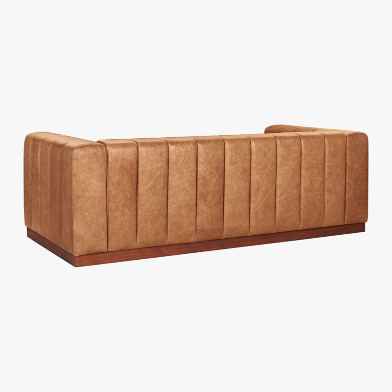 Forte Channeled Leather Sofa with Walnut Base Bello Black - image 4 of 9