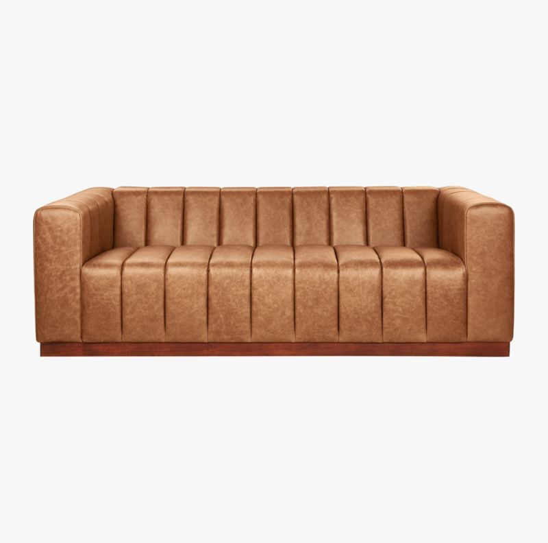 Forte Channeled Leather Sofa with Walnut Base Bello Black - image 8 of 9