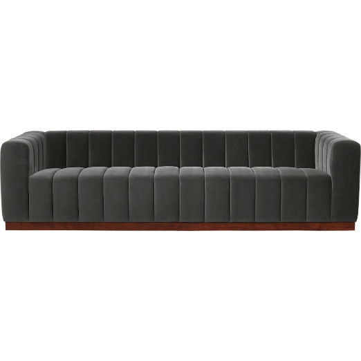 Forte 101" Extra-Large Channeled Sofa with Walnut Base Luca Storm