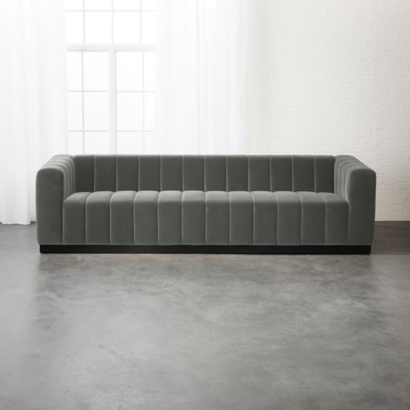 Forte 101" Extra-Large Channeled Sofa with Black Base Luca Espresso - image 2 of 3