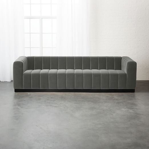 Forte 101" Extra-Large Channeled Sofa with Black Legs Luca Storm