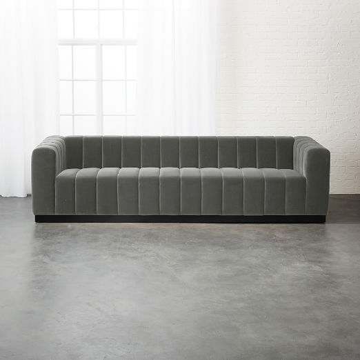 Forte 101" Extra-Large Channeled Sofa with Black Base Luca Storm