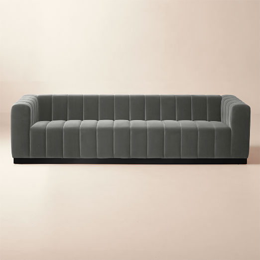 Forte 101" Extra-Large Channeled Sofa with Black Base