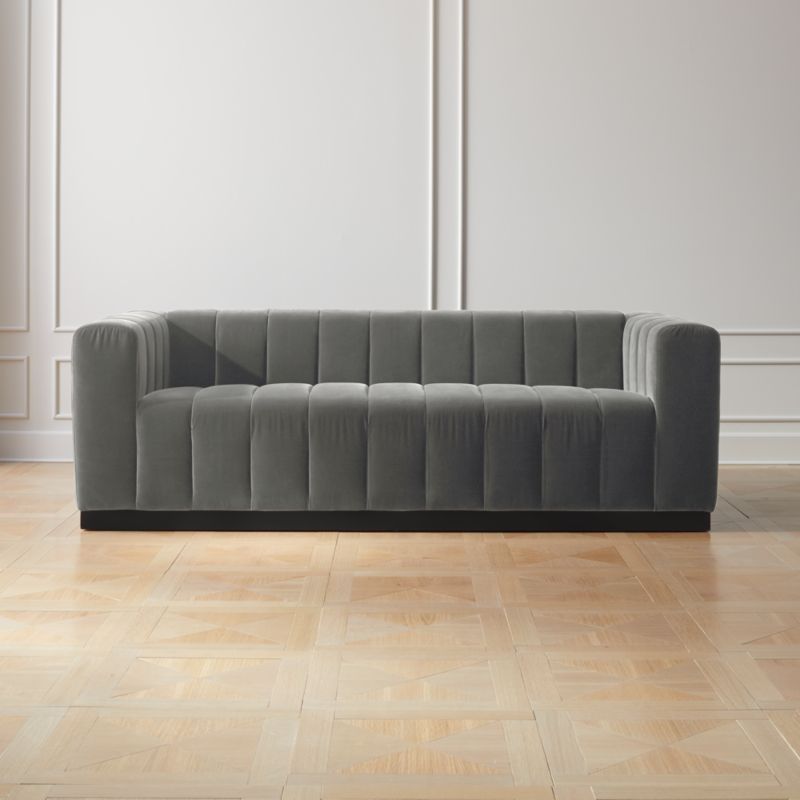 Forte 81" Channeled Sofa with Black Legs Taylor Felt Grey - image 1 of 2