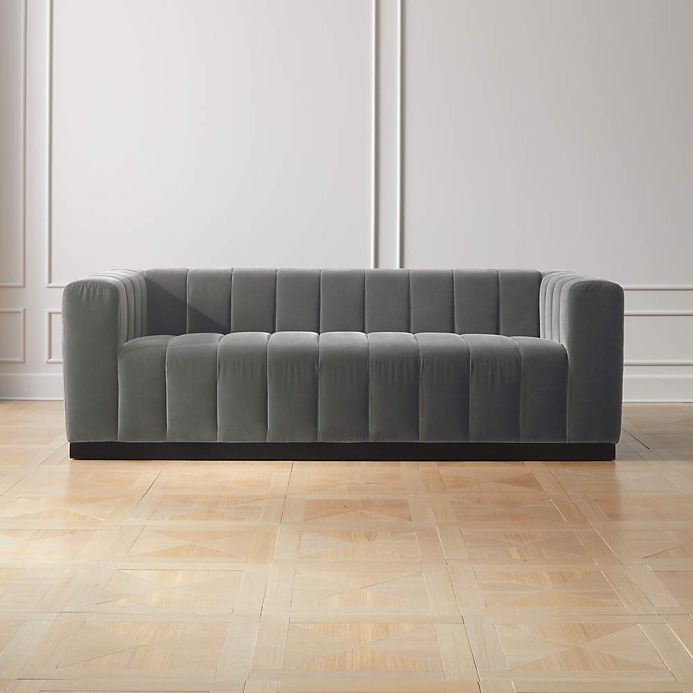 Forte 81 Channeled Sofa With Black Legs Deauville Dune Cb2