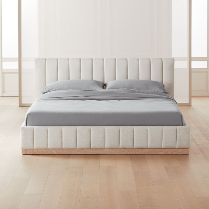 Forte Channeled White Performance Fabric King Bed - image 0 of 14