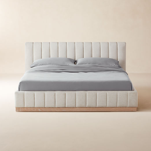 Forte Channeled White Performance Fabric Upholstered Bed