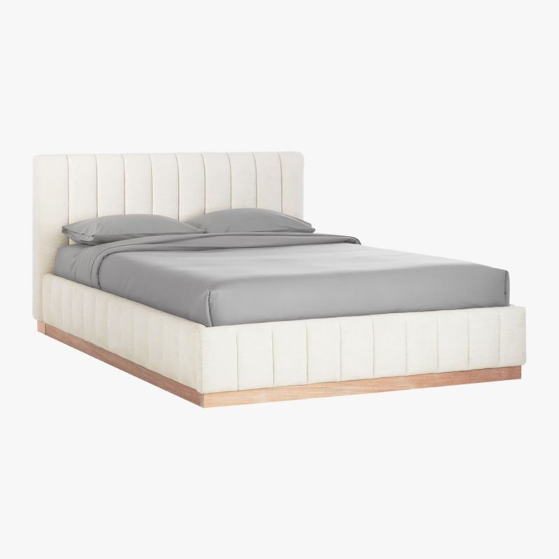 Forte Channeled White Performance Fabric Queen Bed - image 3 of 14