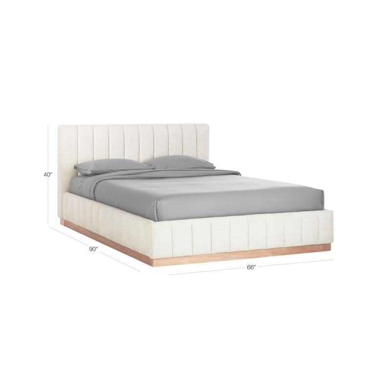 View Forte Channeled White Performance Fabric Queen Bed - image 3 of 14