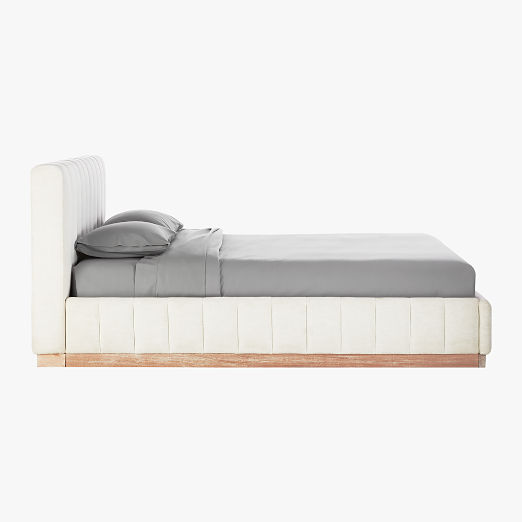 Forte Channeled White Performance Fabric Queen Bed