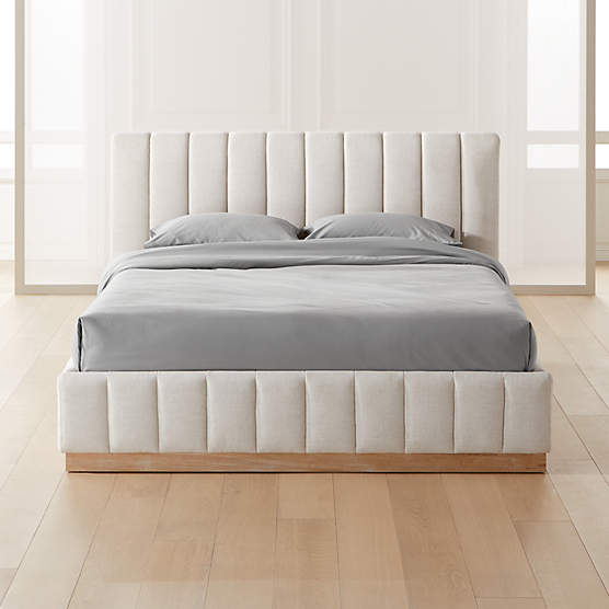 Forte Channeled White Performance Fabric Queen Bed