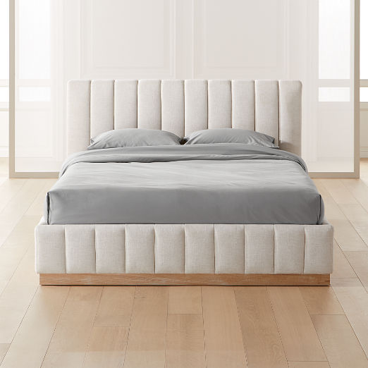 Forte Channeled White Performance Fabric Queen Bed