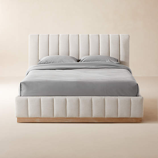 Forte Channeled White Performance Fabric Queen Bed