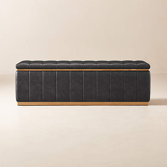 Forte Bello Black Leather Natural Bench