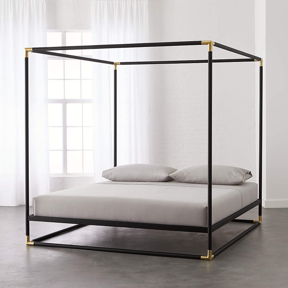 Frame Black Metal Canopy Bed Cb2, Cb2 California King Bed