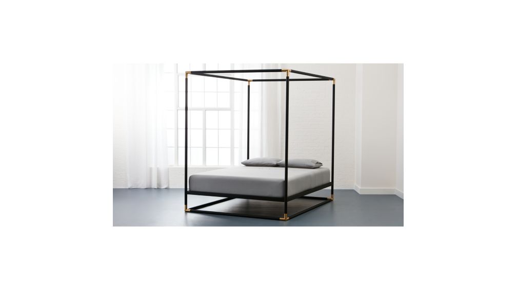 frame black metal canopy bed | CB2