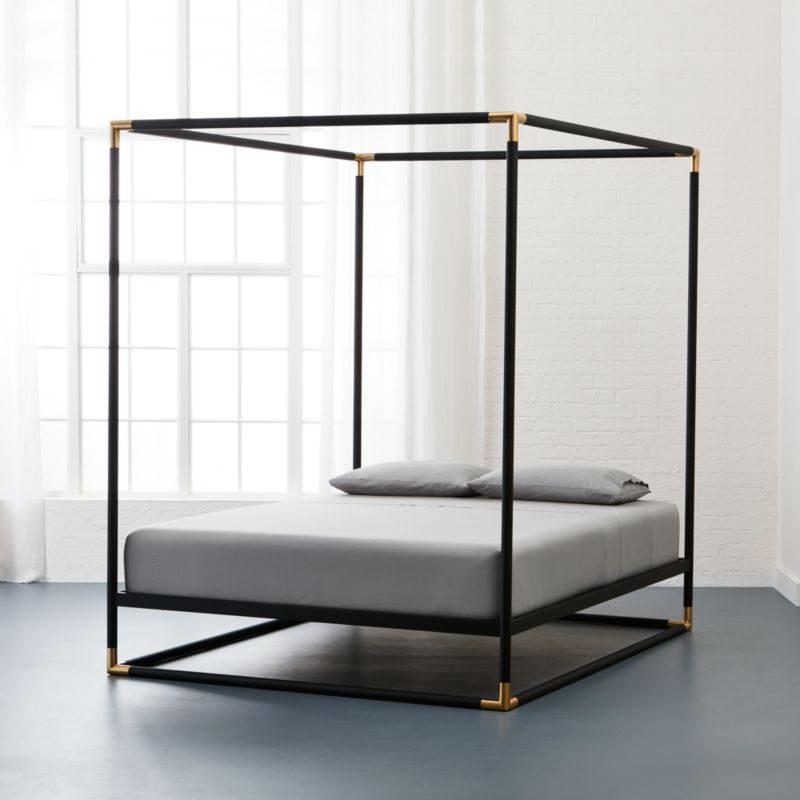 Black iron deals canopy bed queen