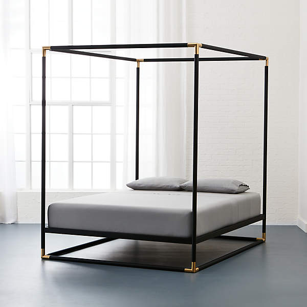 Frame Black Metal Canopy Bed Cb2, Canopy Top For Queen Bed