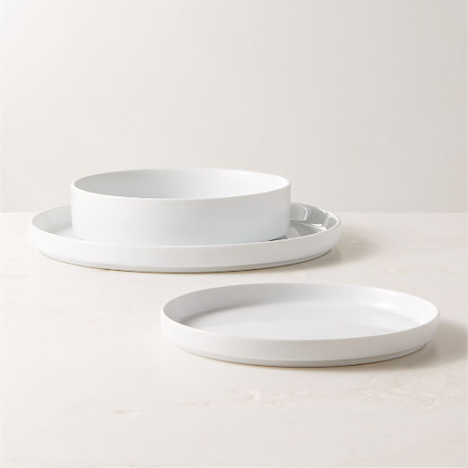 Frank 3-Piece White Dinnerware Set With Pasta Bowl