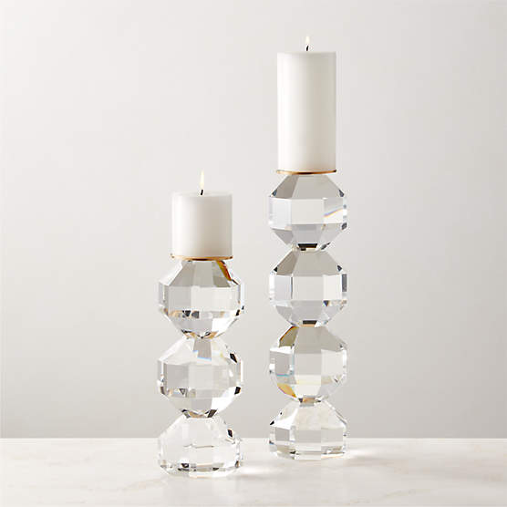 Fren Crystal Pillar Candle Holders Set of 2