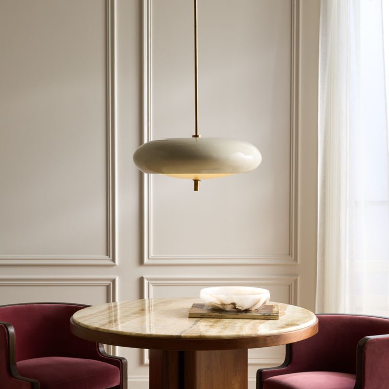 Fresco Ivory Enamel Pendant Light 21.7" - image 1 of 6