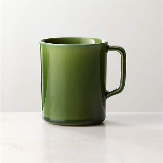 Frette Green Coffee Mug Large with Crackled Glaze