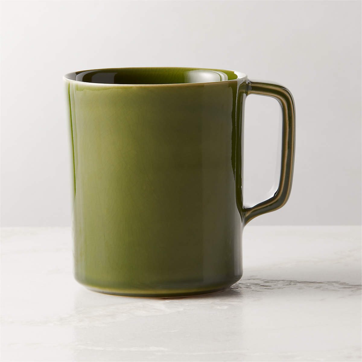 Frette Green Coffee Mug Large with Crackled Glaze