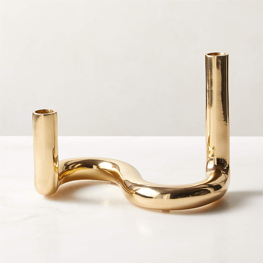 Eclipse Brushed Brass Small Taper Candleholder